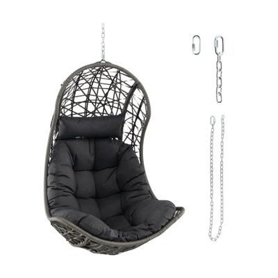 Costway Hanging Egg Chair PE Rattan Swing Hammock Chair with Soft Pillow and Cushion-Gray
