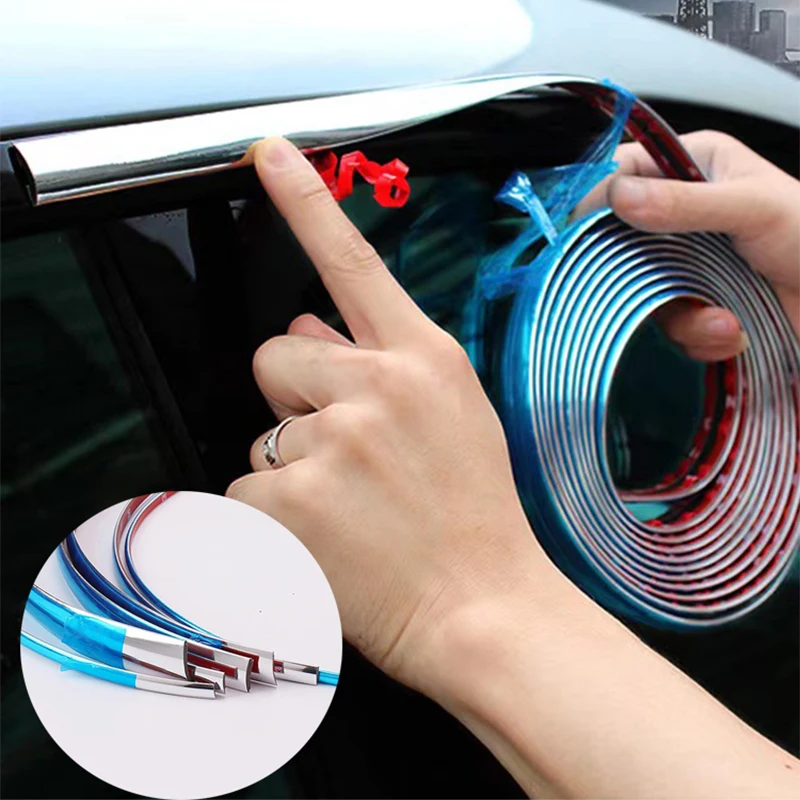 Auto außen chrom silber trim PVC stoßstange auto tür schutz auto außendekoration auto lichter aufkleber fenster dekoration Image