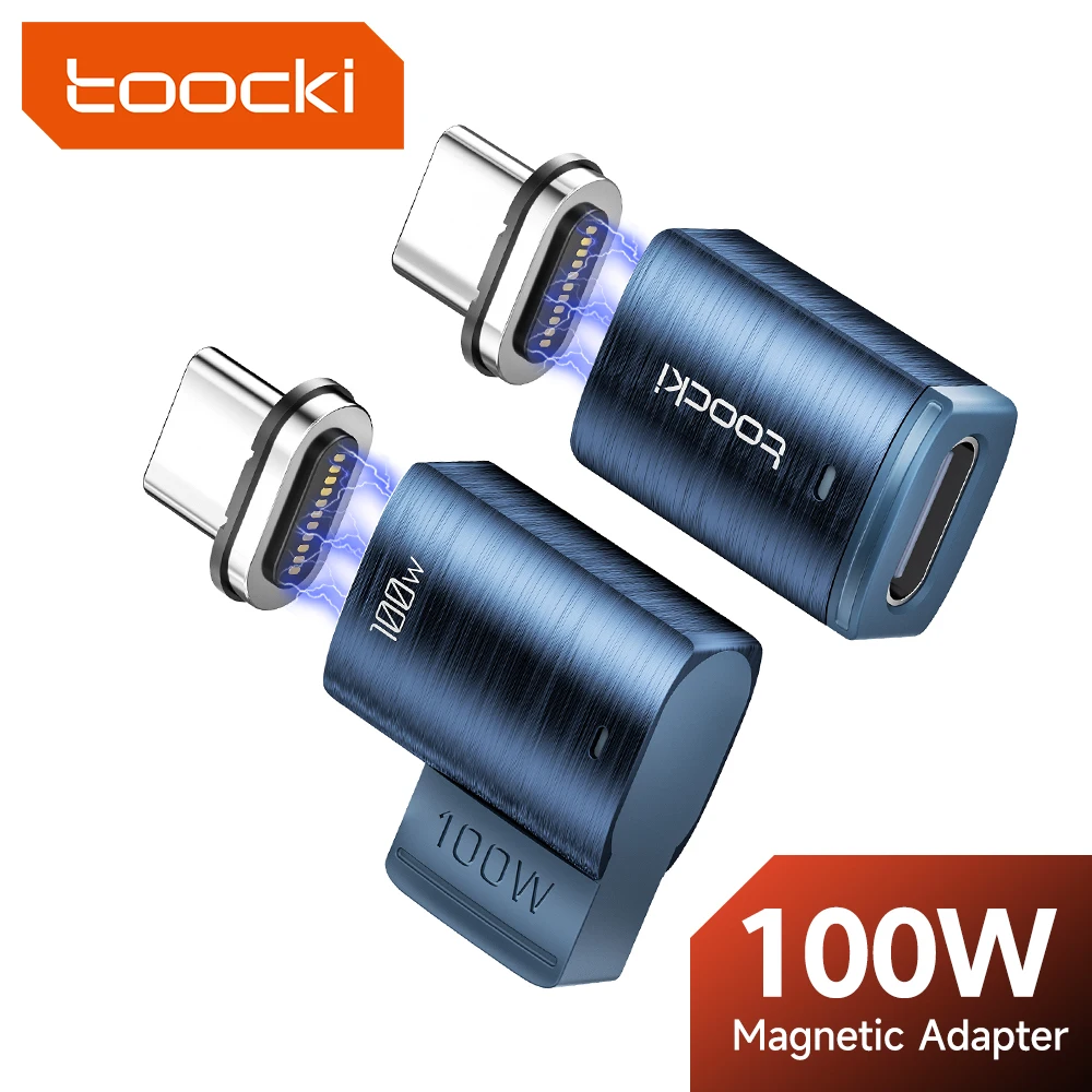Toocki 100W Magnetische USB C Adapter Zu Typ C Für Xiaomi Huawei Led-anzeige OTG Stecker USB C Weibliche konverter Für Oneplus LG Image