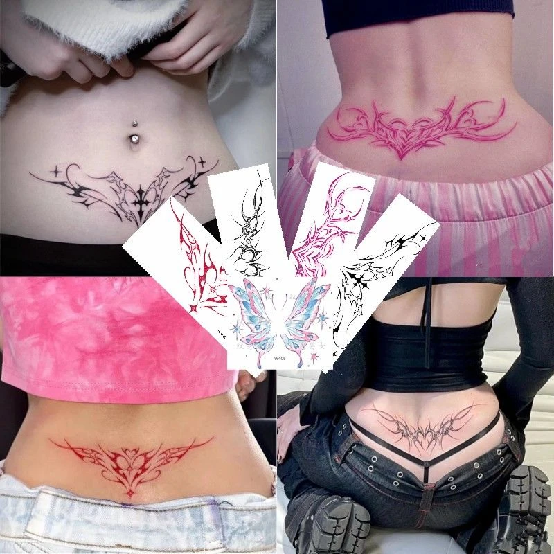 5 Teile/satz sexy Temporäre Tattoo Aufkleber Liebe Sexy Succubus Tattoo Abdeckung Narben Versuchung Rosa Taille Dauerhafte Gefälschte Tattoo für Frauen