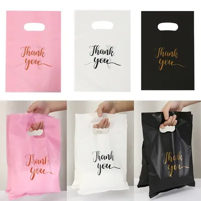 100pcs Thank You Plastic Gift Bags Gift Wrapping Supplies Gift Bags Perfect For Thank You Gifts