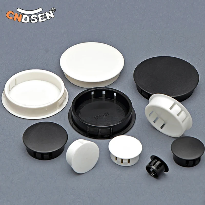 Tappo per foro in plastica Coperchio a scatto Cavo da parete da 6 mm-50 mm Tappi per scrivania Copri foro per vite rotondo Bianco/Nero