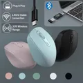 Mouse silenzioso wireless Mouse ottico ricaricabile dual mode 2.4G compatibile con Bluetooth 1600 DPI per MacBook Laptop PC Game Office