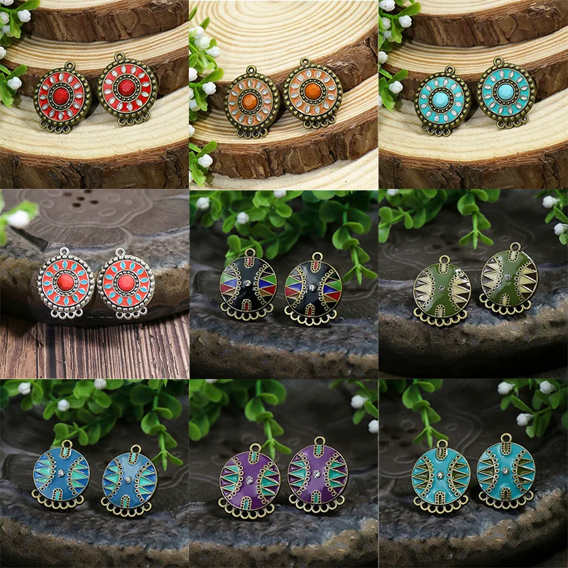 Moda goccia d'olio forma rotonda smalto Charms ciondolo gioielli in lega di zinco che fanno braccialetto fai da te orecchini collane accessori