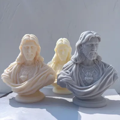 Jesus Sacred Heart Statue Silicone Mold Unique Bust Sculpture Soy Wax Candle Mould Greek Mythology