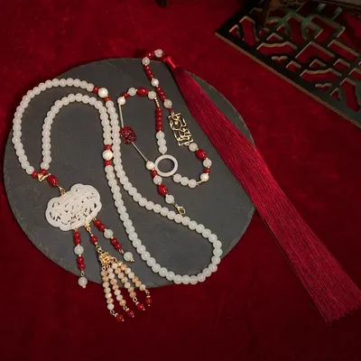 Backed Cloud, Yingluo, Versatile Tassel, Ancient Hanfu Necklace, Super Long Ming Made Horse Face Pressed Lapel, Chinese Style Ac