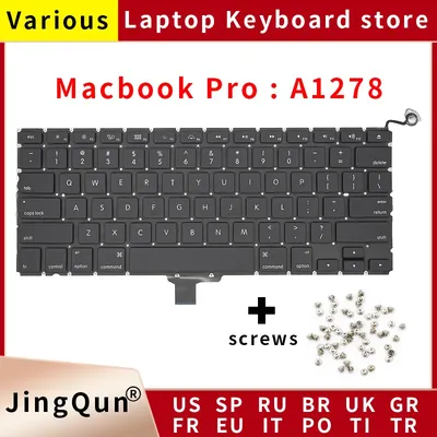 Laptop Keyboard For Macbook Pro 13" A1278 US UK Russian German French Spain Brazil Italian Portugal