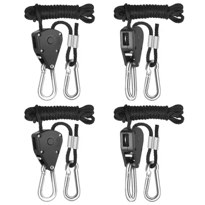 2/4/12pcs 1/8 Inch 8Feet Long Heavy Duty Adjustable Rope Clip Hanger for Grow Kit Hanging Ratchet