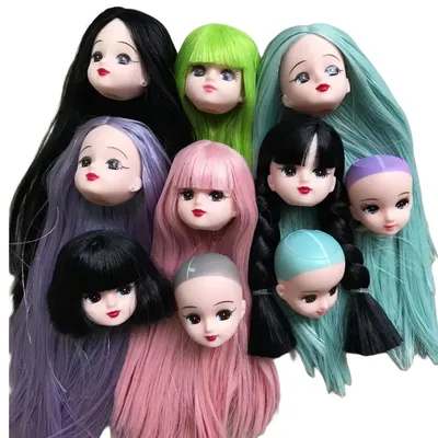 Lica Red Lips Doll Heads Multi Hair Color Style Doll Parts Cute Girl Doll Heads Soft Colorful Doll