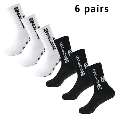 6 Pairs Soccer Socks Sports Grip Socks Anti-slip Basketball Socks Spot Rubber Anti-slip Cotton