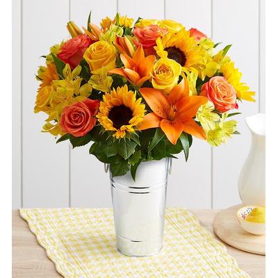 1-800-Flowers Flower Delivery Summer Sunshine Double Bouquet W/ French Flower Pail
