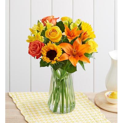 1-800-Flowers Flower Delivery Summer Sunshine Bouquet W/ Clear Vase