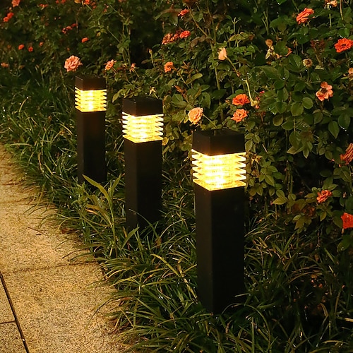 Outdoor-LED-Rasenlampe, IP65, wasserdicht, für den Außenbereich, Gartenpfosten, Pollerleuchte, Säulenlampe, Aluminium, Weg, Auffahrt, Boden, Rasen, Landschaftsbeleuchtung, Plug-in-Lichter, Villa, Hof, Image