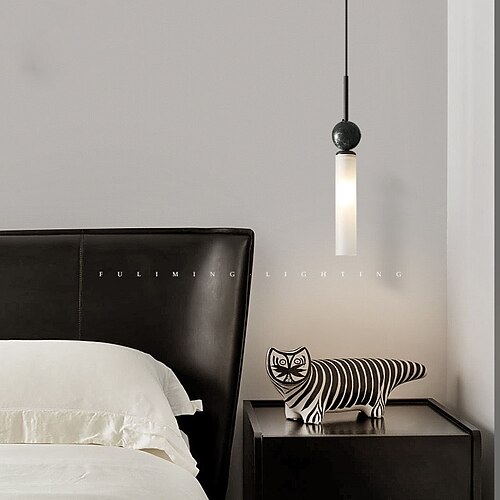 LED-Pendelleuchte, Zylinderform, Marmor-Messing-Pendelleuchte, dreifarbige Pendelleuchte mit G9-Lichtquelle, einfacher italienischer Kronleuchter, Deckenleuchten für das Wohnzimmer Image