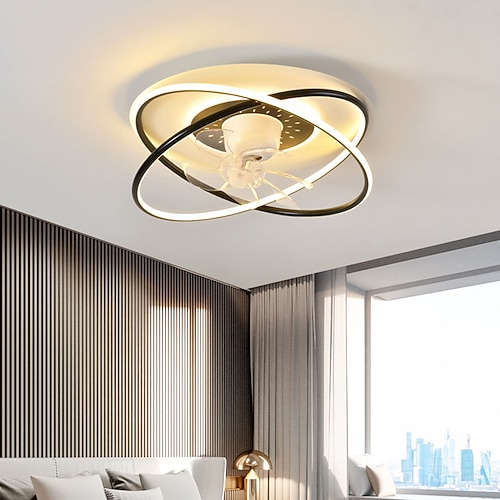 Deckenventilatoren mit Beleuchtung, dimmbar mit Fernbedienung, bündig montierter Deckenventilator für den Innenbereich, 50 cm, intelligent, 3 Farben, 6 Geschwindigkeiten, umkehrbar Image