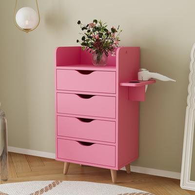 4 -Layer Salon Storage Cabinet,Hair Stylist Station Set with 2 Hair Dryer Holders,4 Drawers and Raised Table Legs