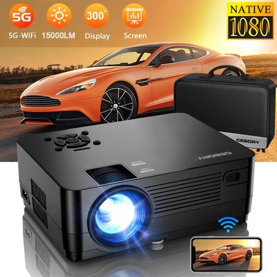 TEMU 5g Wifi Bt Native 1080p Projector [projector Screen And Bag Included], 300" Display Support 4k Home Theater, 15000lm Full Hd Movie Projector, Compatible With Ios/ Android//ps4/tv Stick/hdtv