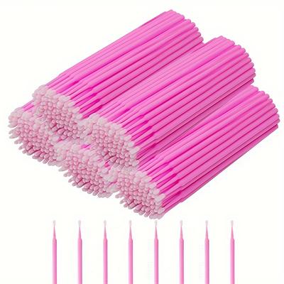 500pcs Micro Applicator Brushes, Pink Eyelash Extension Disposable Mascara Wands, Tattoo Pigment Smear Brushes For Makeup And Cleaning, Compatible For Personal Care And Beauty Salon Use