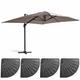 Oviala Business Freistehender Sonnenschirm 3x4m und 4 beschwerte Fliesen aus taupefarbenem Aluminium