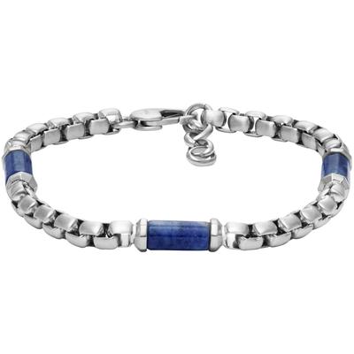 Armband FOSSIL "Schmuck Geschenk Edelstahl ALL STACKED UP, JF04604040, JF04725040", blau (edelstahlfarben, blau, blau), 