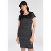 Jerseykleid KANGAROOS, Damen, Gr. 32 (XS), N-Gr, schwarz (schwarz, weiß), Rippware, Obermaterial: 100% Baumwolle, bedruckt, gemustert, Minimalmuster, casual, figurbetont kurz, Rundhals, Kurzarm, Kleider, mit trendigem Allover-Druck