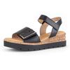 Sandalette GABOR "GENUA", Damen, Gr. 44, schwarz, Kalbsleder, unifarben, modisch, Schuhe, Keilabsatz, Sommerschuh, Sandale mit Klettverschlüssen, Weite G