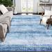 Blue/White 108 x 72 x 0.12 in Living Room Area Rug - Blue/White 108 x 72 x 0.12 in Area Rug - Bloomsbury Market Floral Print Vintage Rug Low Pile Rug Ultra-Thin Distressed Accent Rug Retro Carpet for Living Room | Wayfair