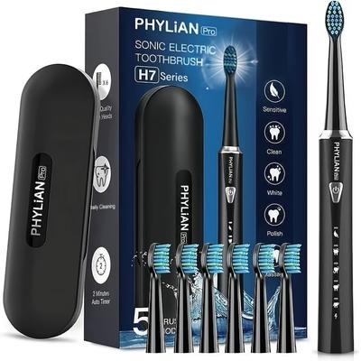 Phylian Pro--electric-toothbrush-for-adults-rechargeable-toothbrushes-power-electronic Toothbrush With Tooth Brush Holder, 3 Hours Charge For 120 Days And Travel Case