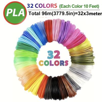 TEMU 32 Bright 1.75mm 3d Pen Pla Filament Refills, Each Color , Total 320 Feet, 3d Pen Pla Sample Kit, Random Colors Image