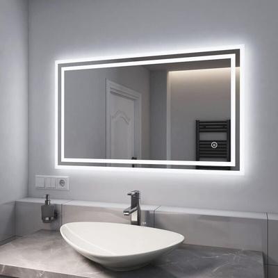 Led Badspiegel mit Beleuchtung Badezimmerspiegel IP44 energiesparend, 100x60cm, Touchschalter,