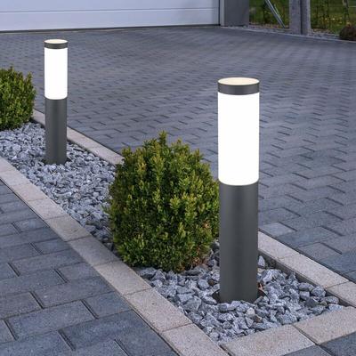 Etc-shop - 2er Set led Außen Sockel Steh Lampe Garten Weg Beleuchtung edelstahl Terrassen Leuchte Image