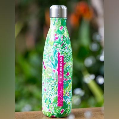 Lilly Pulitzer Kitchen | Lilly Pulitzer + Starbucks Water Bottle By Swell, 17 Ounces | Color: Green/Pink | Size: Os