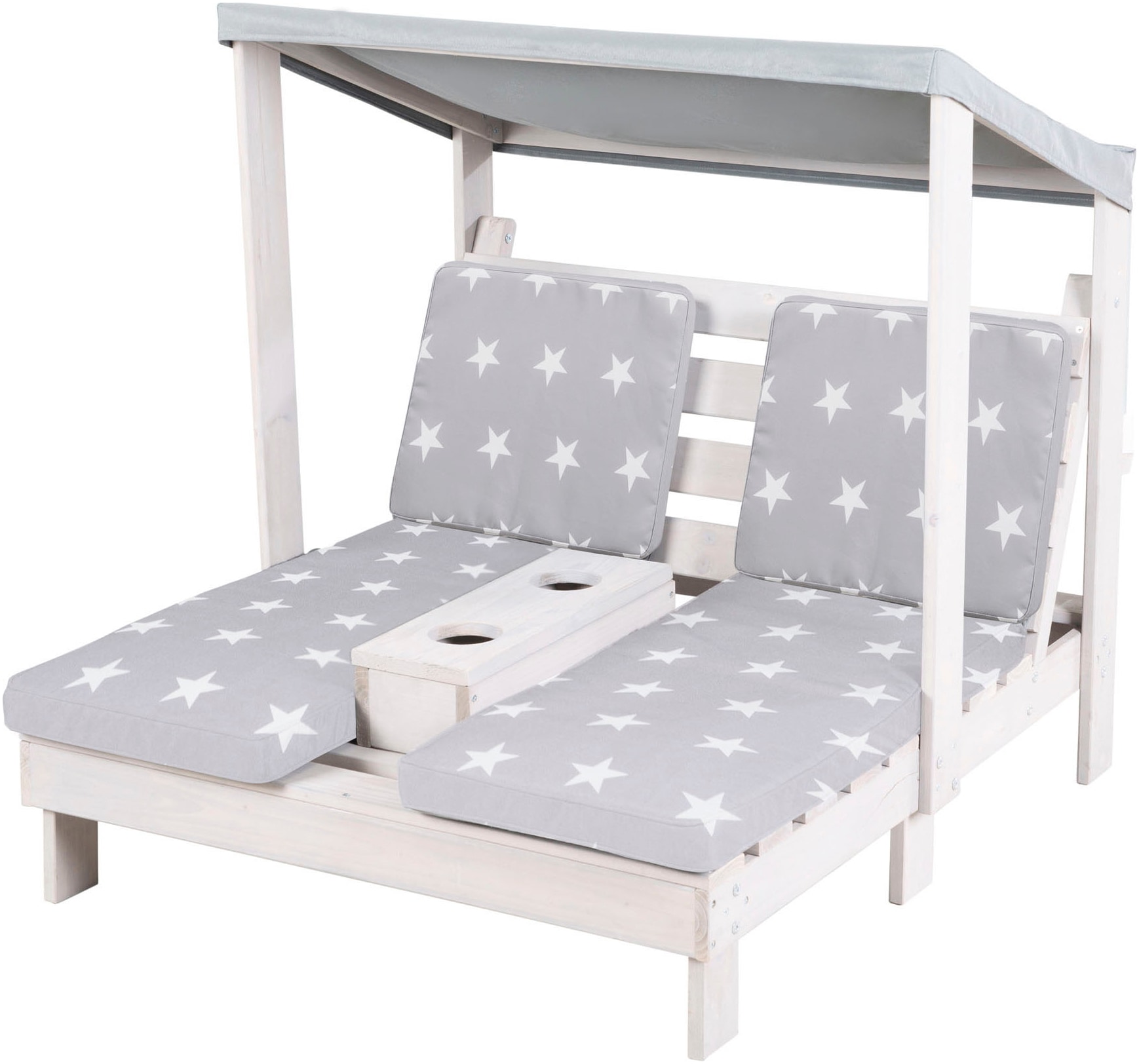 Doppelliege ROBA "2er Gartenliege aus Holz", grau, Gartenliegen, Kinder, für Kinder, FSC - schützt Wald