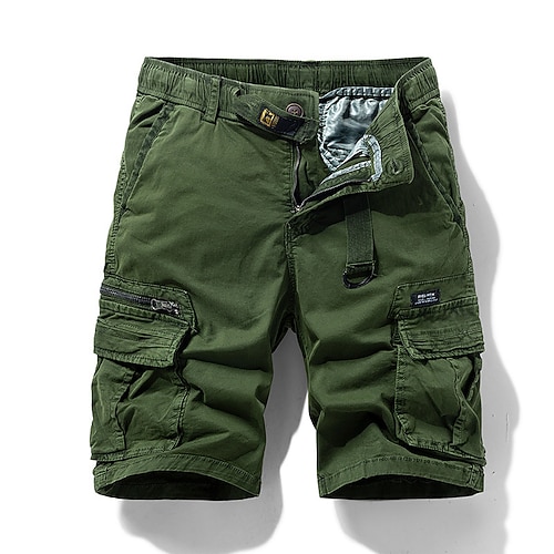 Herren Taktische Shorts Cargo Shorts Kurze Hosen Shorts Kurze Hosen Knopf Elastische Taille Multi Pocket Glatt tragbar Kurz Outdoor Täglich Campen und Wandern Modisch Klassisch Schwarz Armeegrün Image