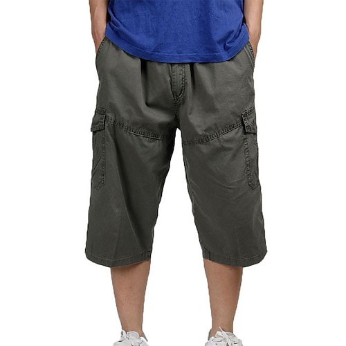 Herren Taktische Shorts Cargo Shorts Kurze Hosen Kurze Hose für Wanderer Kordelzug Elastische Taille Multi Pocket Glatt tragbar Wadenlänge Outdoor Täglich Campen und Wandern Modisch Klassisch Schwarz Image