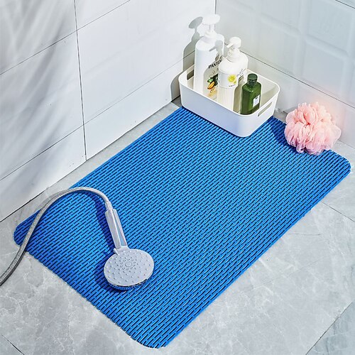 Duschmatten mit Abflussloch – rutschfeste Badewannenmatte für das Badezimmer, schimmelresistent, schnelltrocknend, bequem und sicher für Kinder und ältere Menschen Image