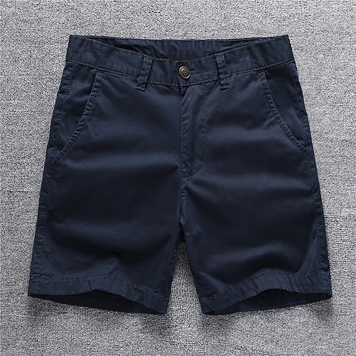 Herren Cargo Shorts Kurze Hosen Arbeitsshorts Kurze Golfhosen Knopf Tasche Glatt Komfort tragbar Kurz Formal Arbeit Täglich Modisch Klassicher Stil Schwarz Rote Mikro-elastisch Image