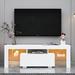 White TV Stand with LED RGB Lights for Flat Screen, Gaming Consoles - Ideal for Living Room, Lounge, and Bedroom