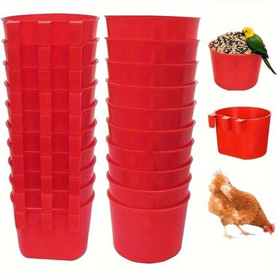 20pcs Chicken And Rabbit Feeders Suitable For Cages, Hanging Chicken Water Feeding Cups, Plastic Bird Feeder Seed Bowls