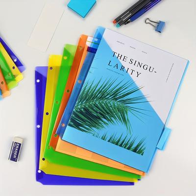 5pcs Plastic Binder Dividers With 1 Front Pocket A...