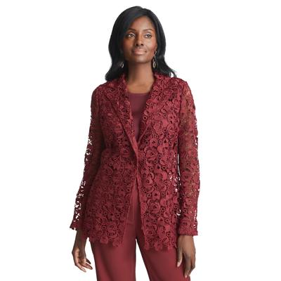 Plus Size Women's Lace Blazer by Jessica London in Rich Burgundy (Size 24 W) Jacket