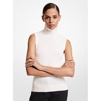 Michael Kors Cashmere Sleeveless Turtleneck White L