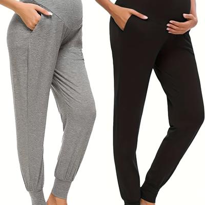 2pcs Women's Maternity Solid Joggers For Sports/ou...