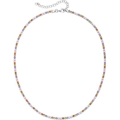 Collier FIRETTI "Schmuck Geschenk Silber 925 Halsschmuck Halskette Tenniskette Glitzer", bunt (silberfarben, rot, champagner, rose, lila, grün), Halsketten, Damen, Silber 925 (Sterlingsilber), L: 43cm B: 2,4mm, mit Zirkonia (synth.), B:2,4mm Image
