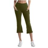 Yoga Pants Cargo Pants Women Plus Size On Sale US Flag Capri Yoga Pants Pocket Flare Casual Pants Capri Pants Pants L267