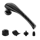 ROSENICE Handheld Massager Rechargeable Cordless Electric Percussion Full Body Massage with 5 Massaging Heads with US Plug (Black)