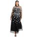 Plus Size Women's Mesh-Overlay Maxi Dress by June+Vie in Botanical Bliss (Size 18/20)