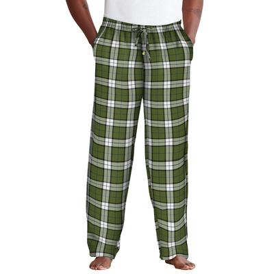 Men's Big & Tall Flannel Plaid Pajama Pants by KingSize in Olive Plaid (Size 2XL) Pajama Bottoms