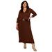 Plus Size Women's Pleated Midi Skirt by June+Vie in Cocoa Brown (Size 18/20)