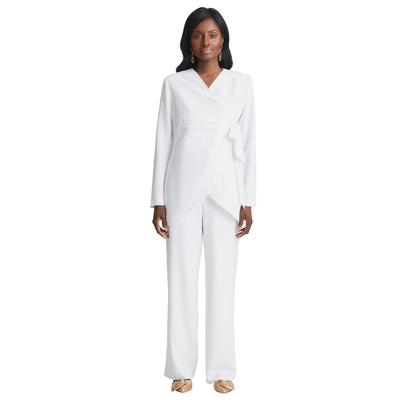 Plus Size Women's 2-Piece Faux Wrap Pantsuit by Jessica London in White (Size 20 W)